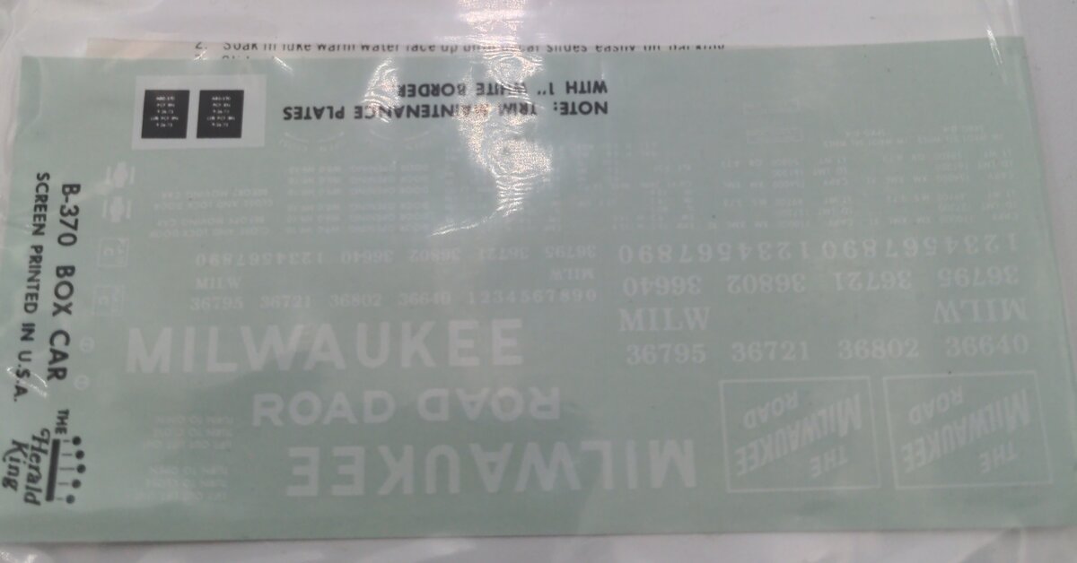 Herald King B-370 Milwaukee Road Decal