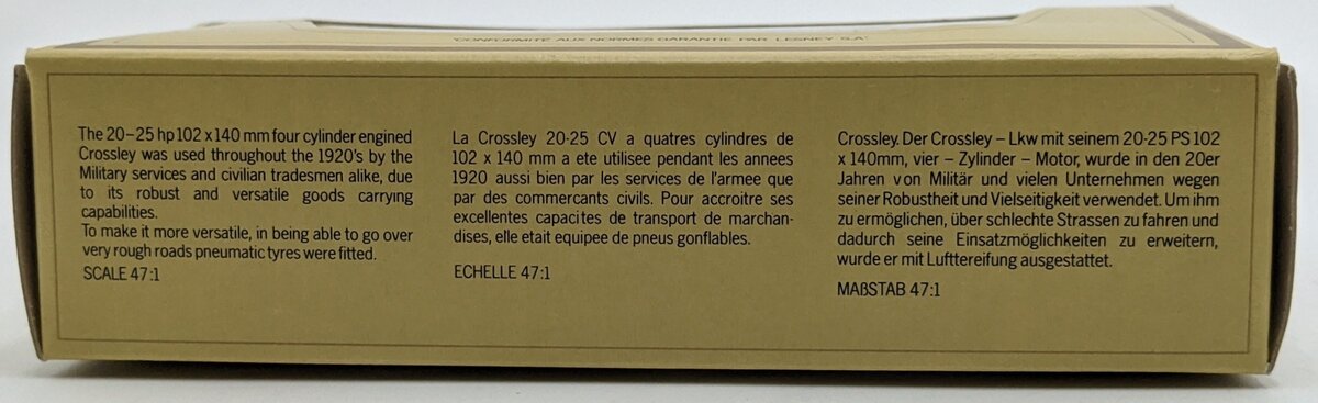 Matchbox Y-13 47:1 1918 Crossley Carlsberg