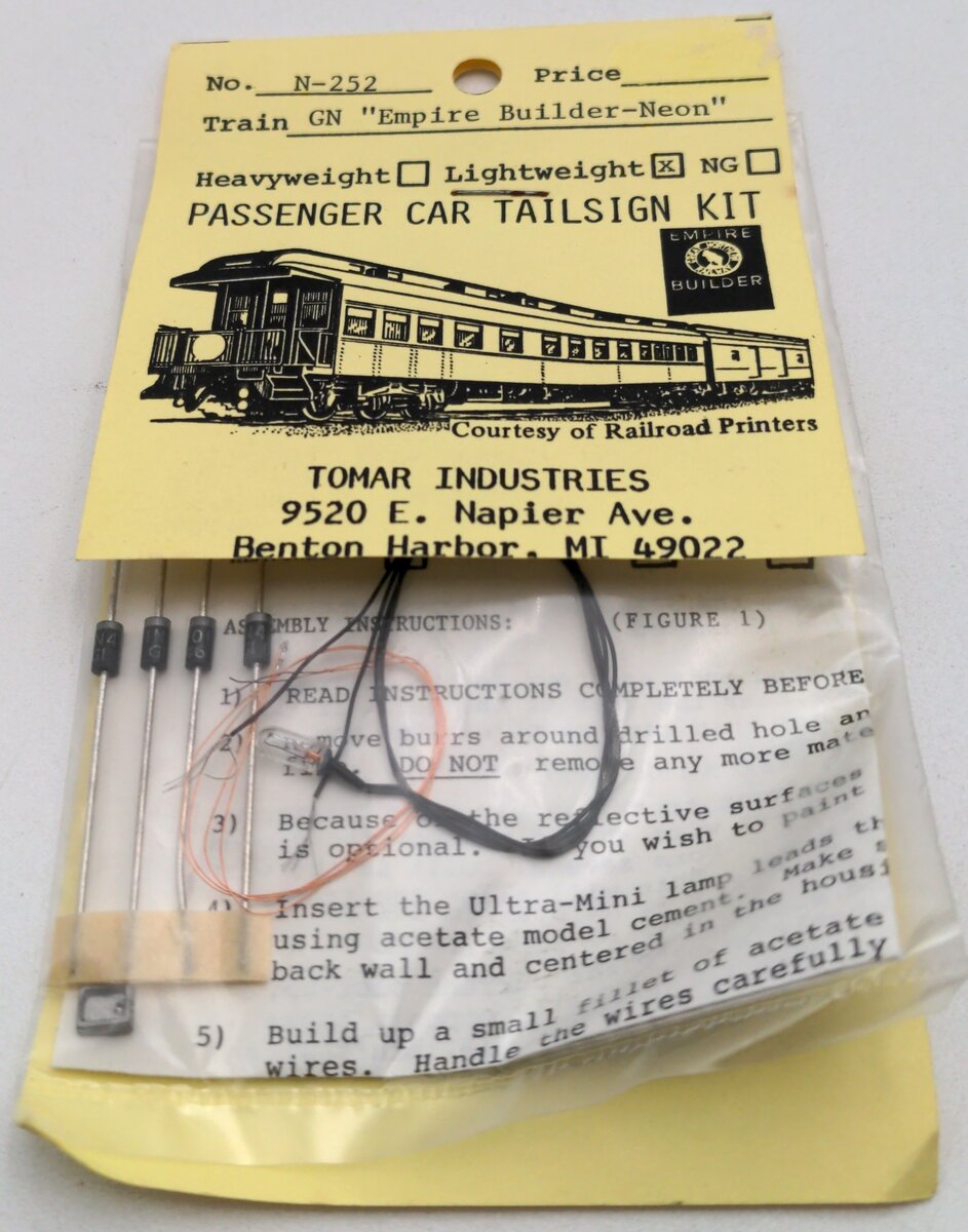 Tomar Industries N-252 N Light Weight Passenger Car Tail sign Kit GN