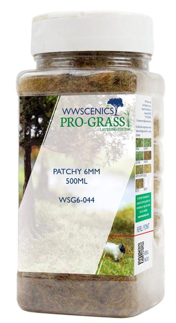 WWScenics WSG6-044 6mm Patchy Static Grass 500ml Bottle
