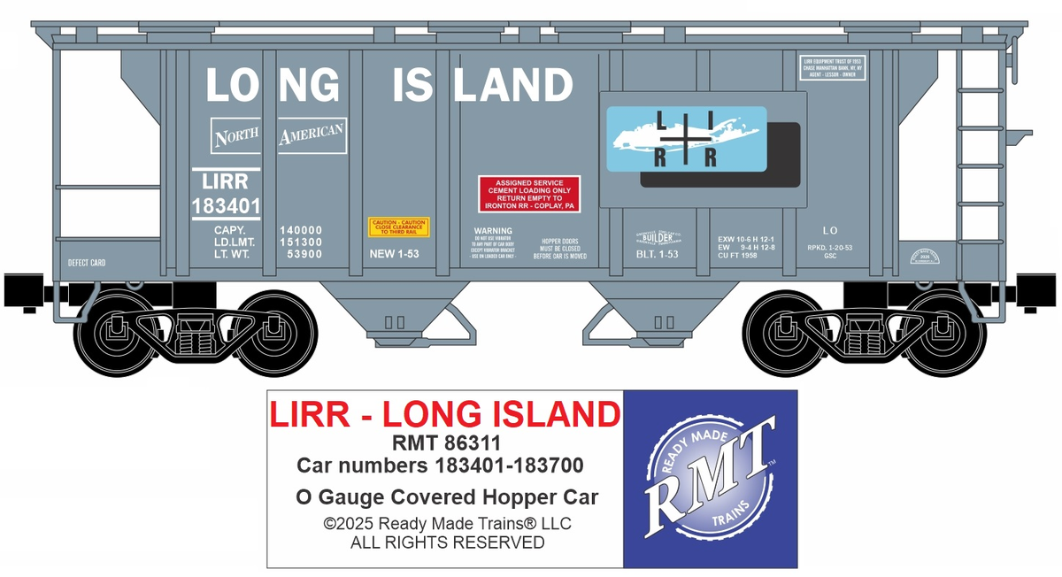 RMT 86311 O LIRR 2 Bay Covered Hopper