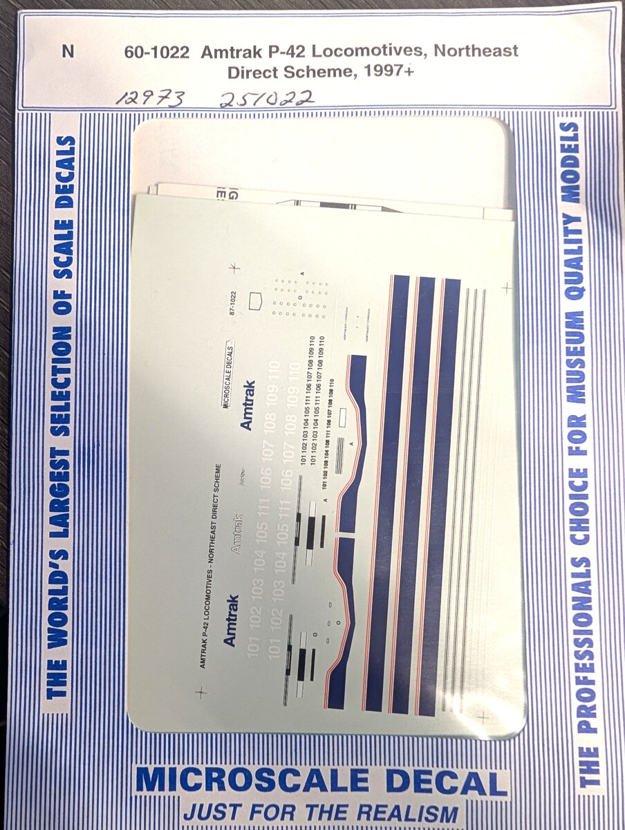 Microscale 60-1022 N Amtrak P-42 Locomotives, Northeast Direct Scheme 1997+