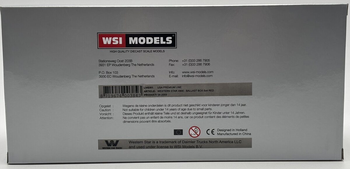 WSI 34-2003 1:50 Western Star 4964SX-1 Heavy Tractor 6x4 w/Ballast Box