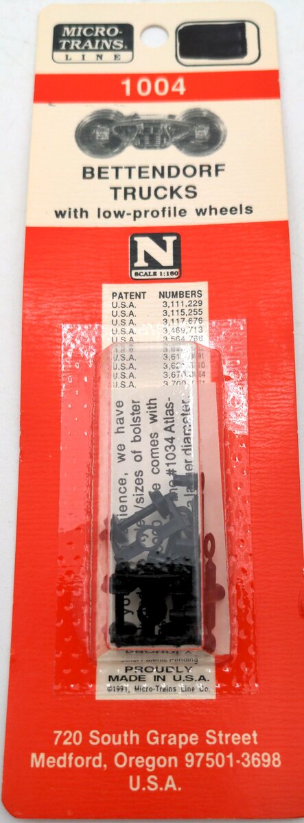 Micro-Trains 1004 N Scale Bettendorf Trucks w/ low-profile wheels