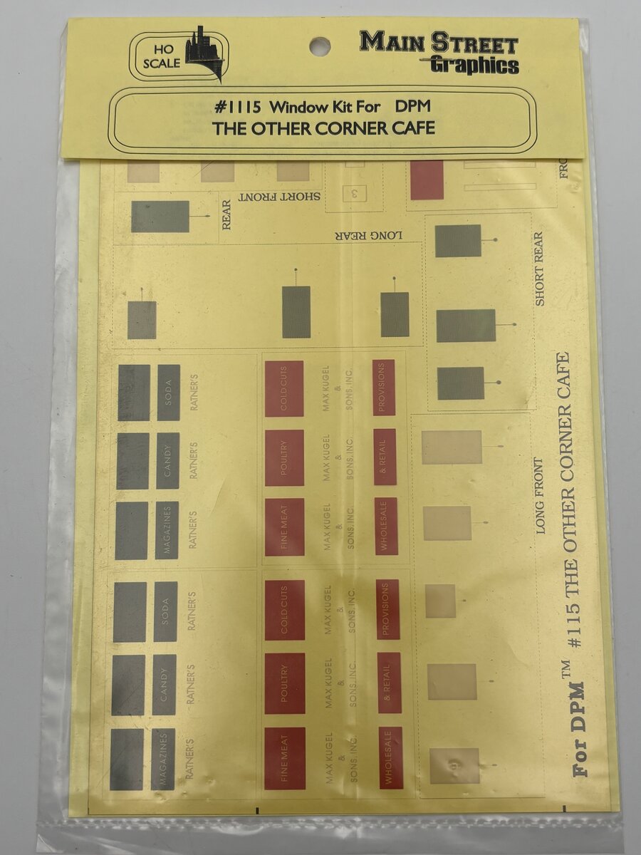 Main Street Graphics 1115 HO Window Kit For DPM The Other Corner Cafe