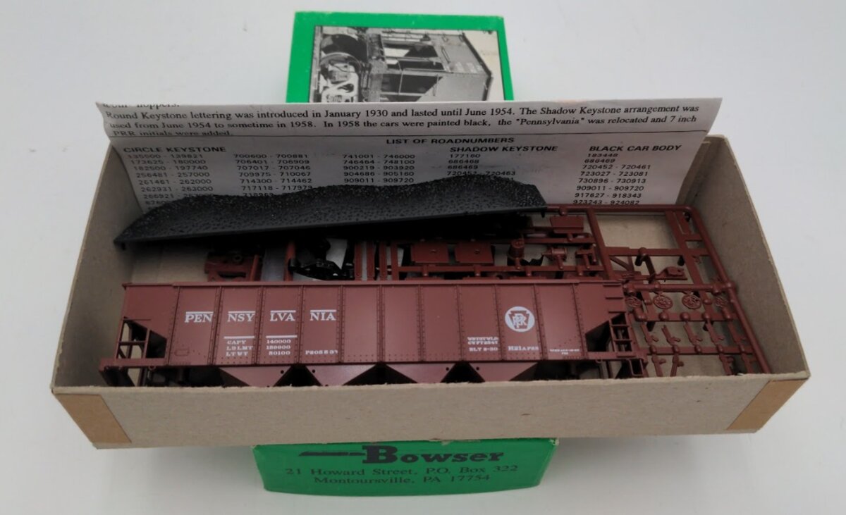 Bowser 54051 X-21A HO Scale PRR 4-Bay Open Coal Hopper Car Kit
