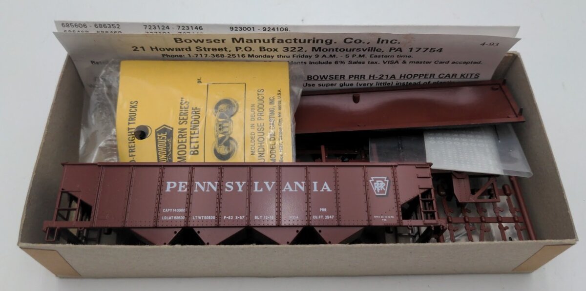 Bowser 1-54054 HO Scale Pennsylvania RR H-21 4 Bay Hopper Circle Keystone