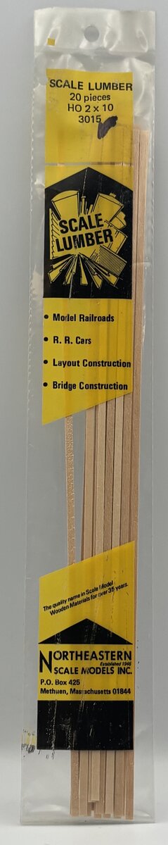 Northeastern Scale Models 3015 HO Wood Strips for Milled Siding 2x10 Pack of 20