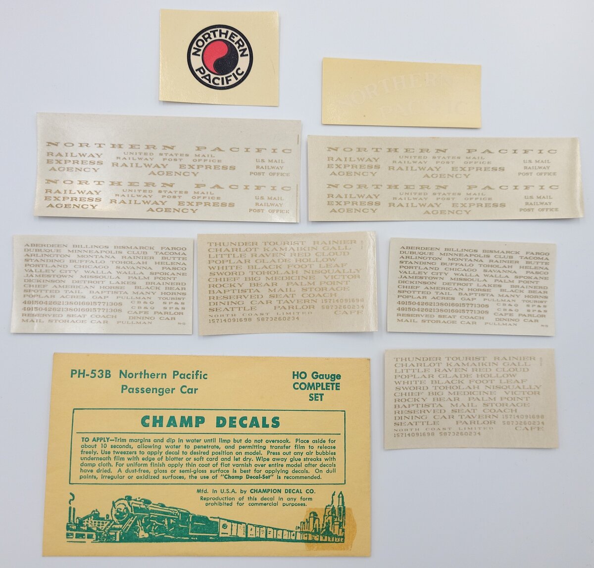 Champ Decals PH-53B Northern Pacific Passenger Car Decal Set