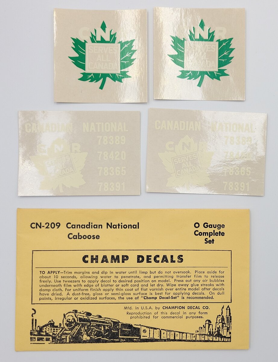 Champ Decals CN-209 Canadian National Caboose Decal Set