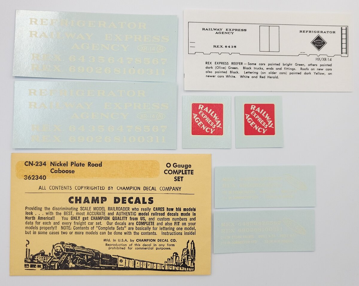 Champ Decals XR-14 Railway Express NPR Caboose Decal Set