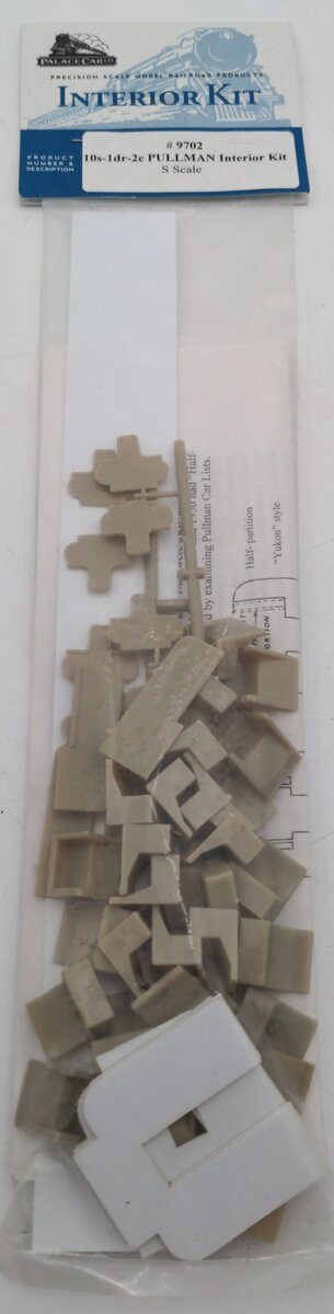 Palace Car Co 9702 S Scale 10s-1dr-2c Pullman Interior Kit