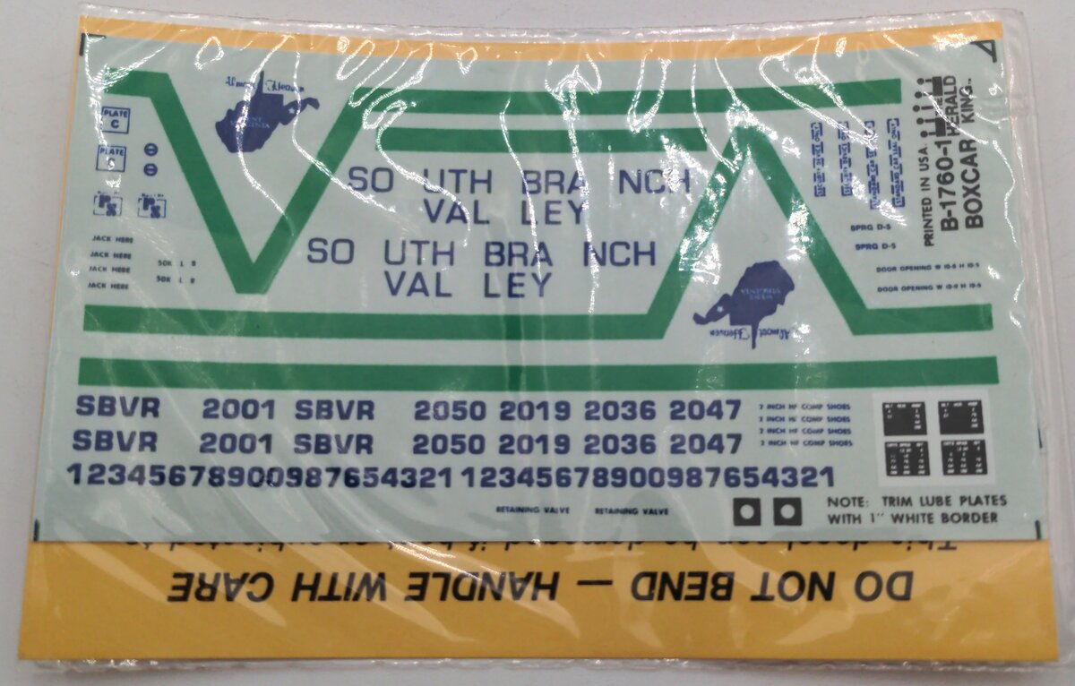 The Herald King B-1760-1 South Branch Valley Decal
