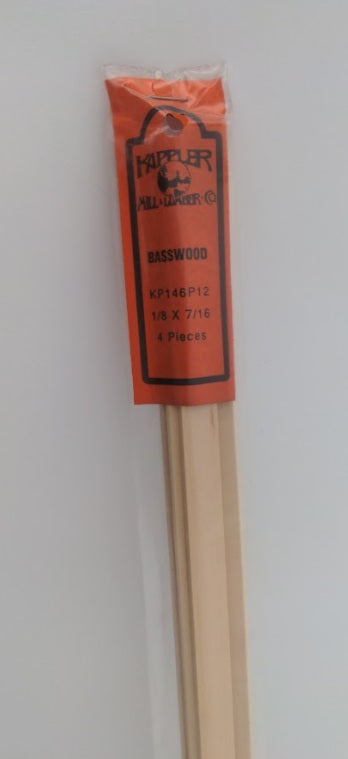 Kappler KP146P12 Unpainted Basswood 1/8 x 7/16 (Pack of 4)