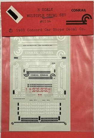 Concord Car Shops 6104 N Scale Conrail Multiple Decal Set