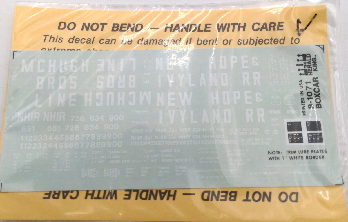 The Herald King B-1071 McHugh Bros Line Decal