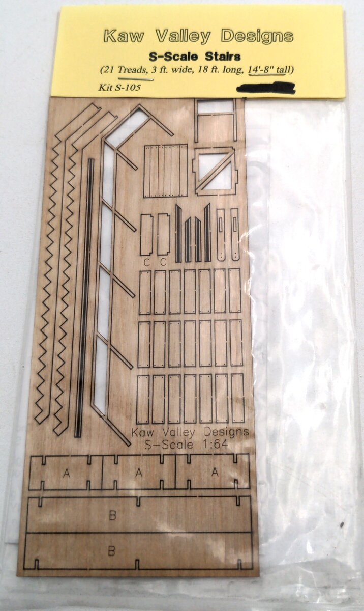 Kaw Valley Designs S-105 S Stairs (21 Treads, 3' Wide, 18' Long, 14'8" Tall)