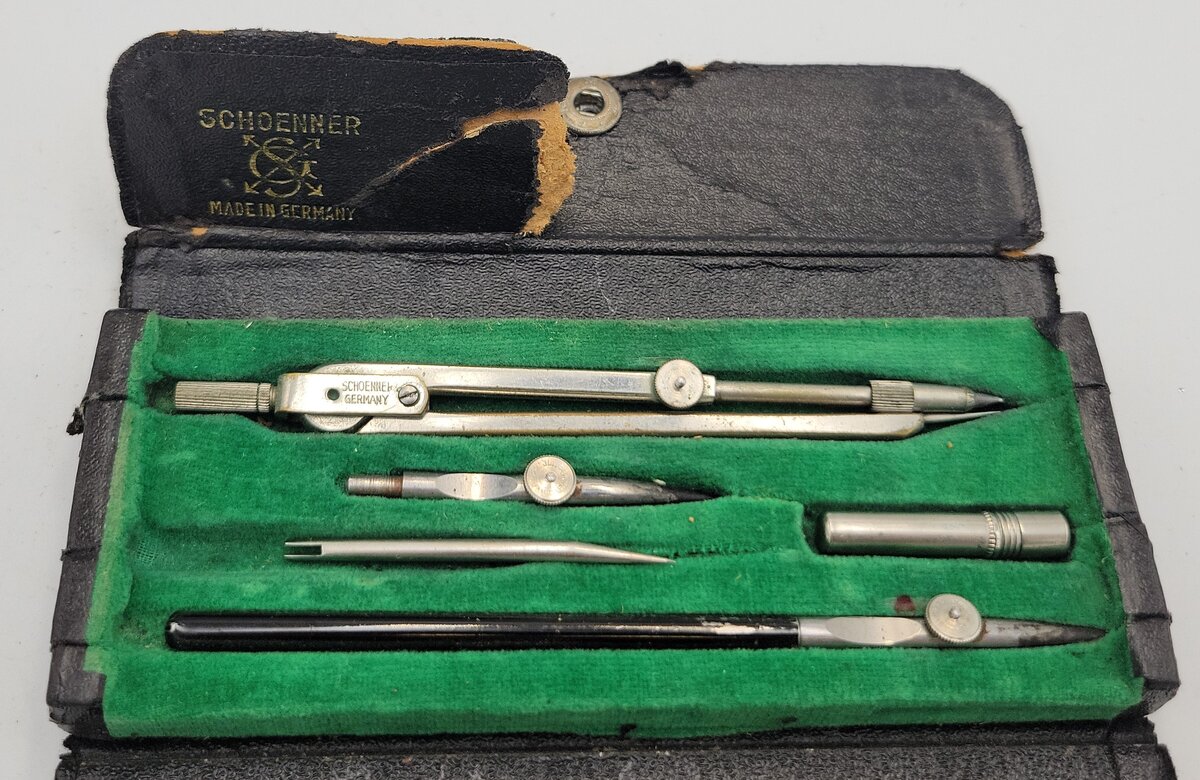 Schoenner 5008 Vintage Drafting Engineering Tool Set with Case