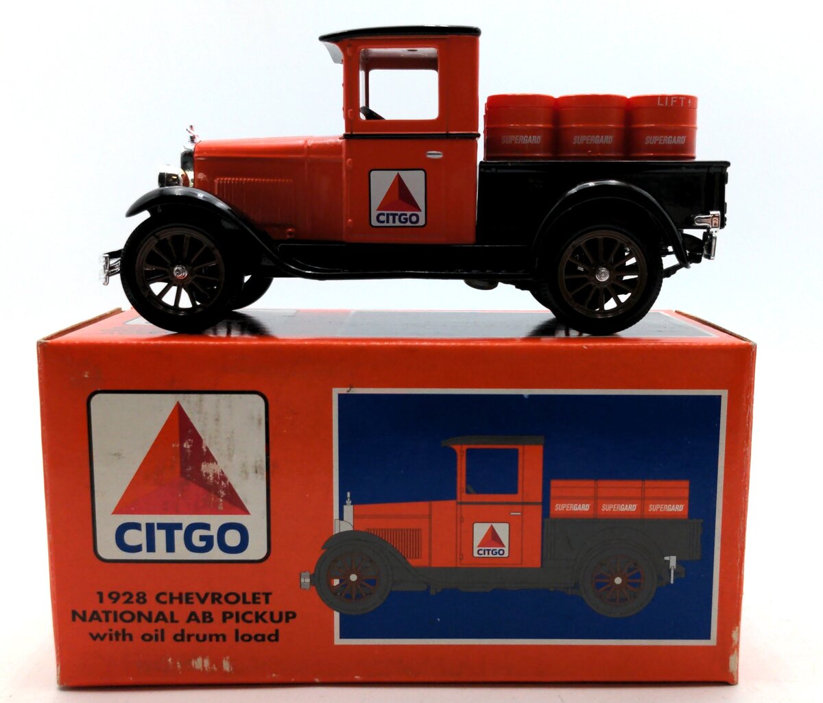 Liberty 18009 1:25 1928 Chevrolet National AB Pickup w/ Oil Drum Load Bank