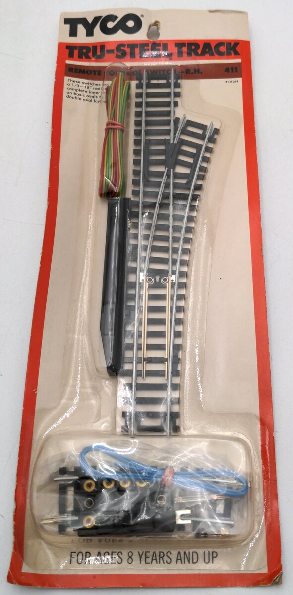 Tyco 411 HO Scale Tru-Steel Track Remote Control Switch R.H