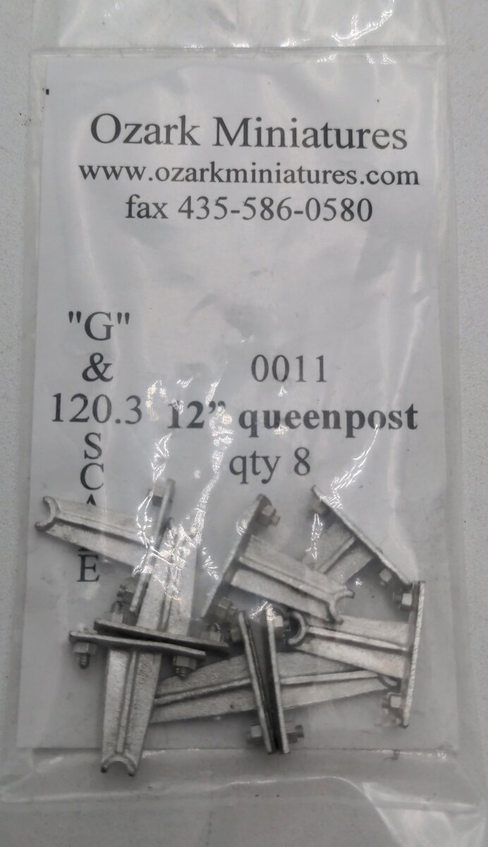 Ozark Miniatures 0011 G Scale 12" Queen Post 8 pcs
