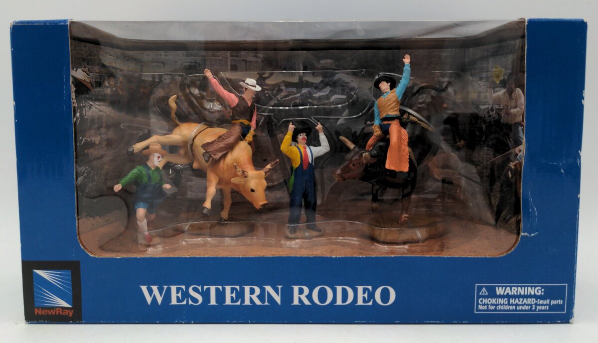 New-Ray 38005 Western Rodeo Bull Riders Set with Clowns