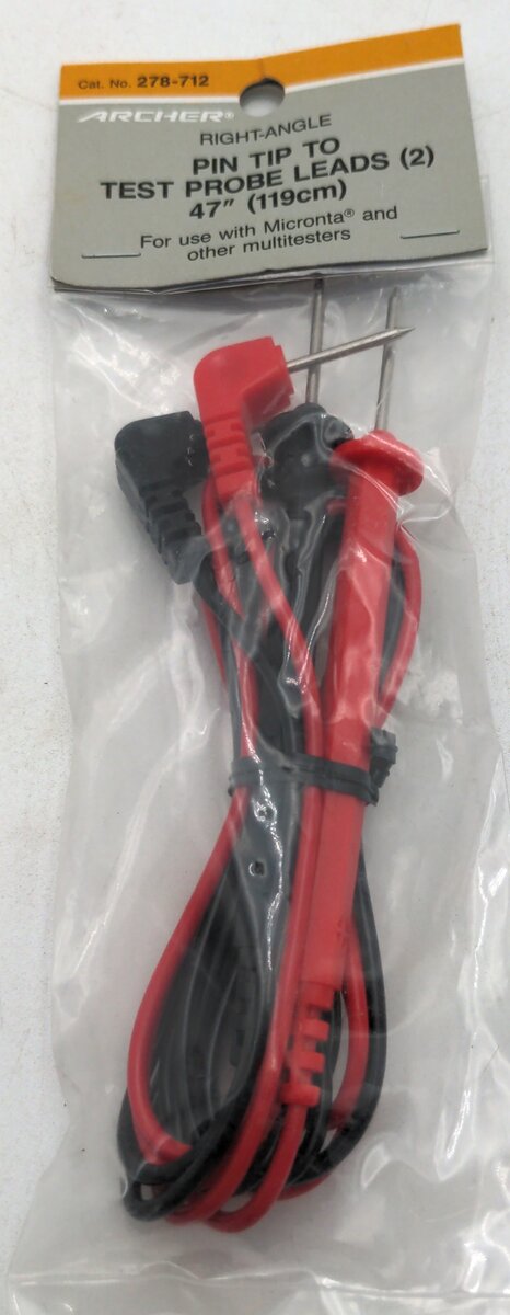 Radio Shack 278-712 Right Angle Pin Tip to Test Probe Leads (2) 47"
