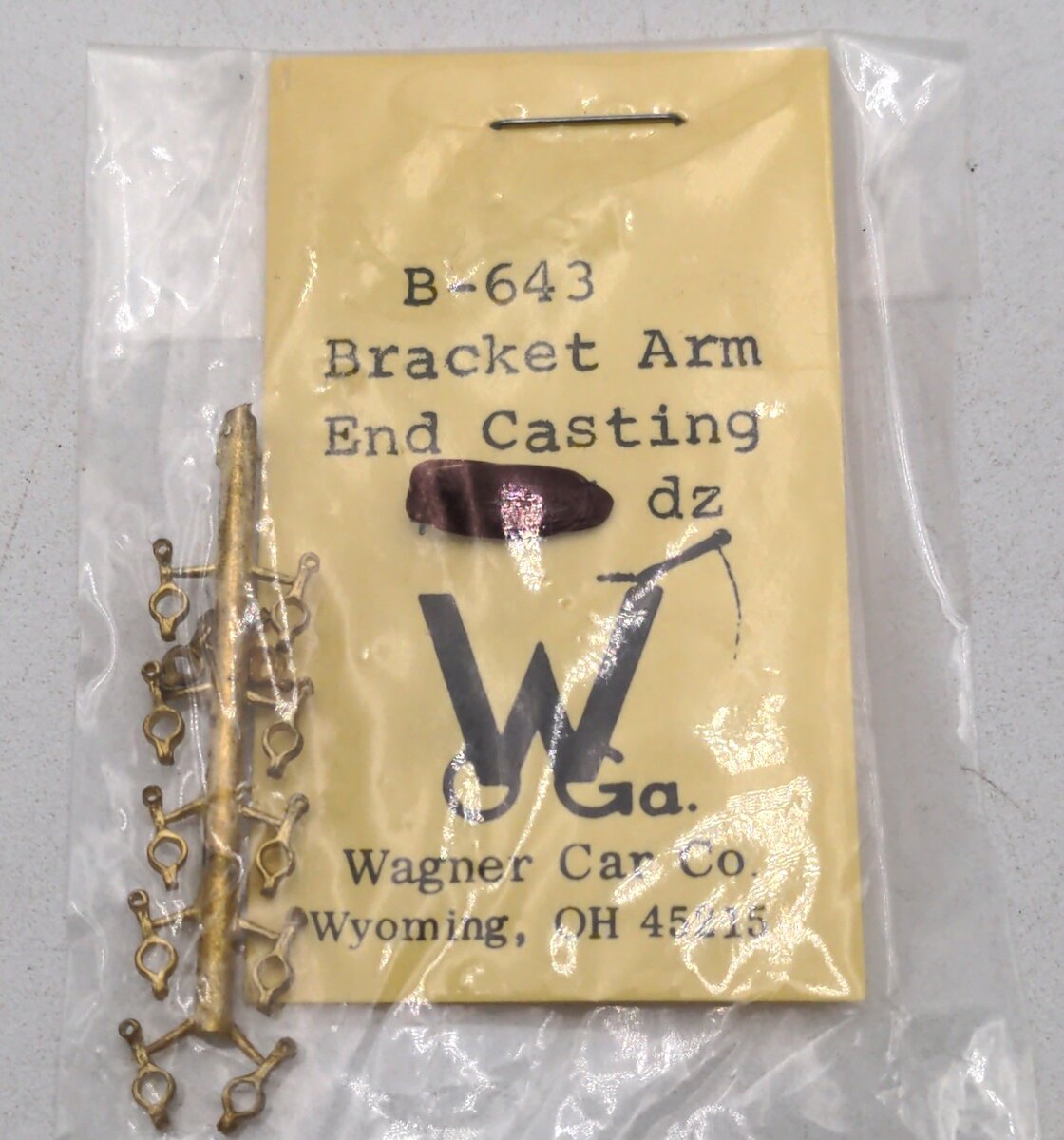 Wagner Car Co. B-643 O Scale Bracket Arm End Casting 12 pcs