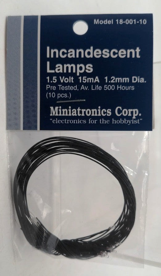 Miniatronics 18-001-10 Volt 15mA 1.2 mm Dia. Incandescent Lamps (Pack of 10)