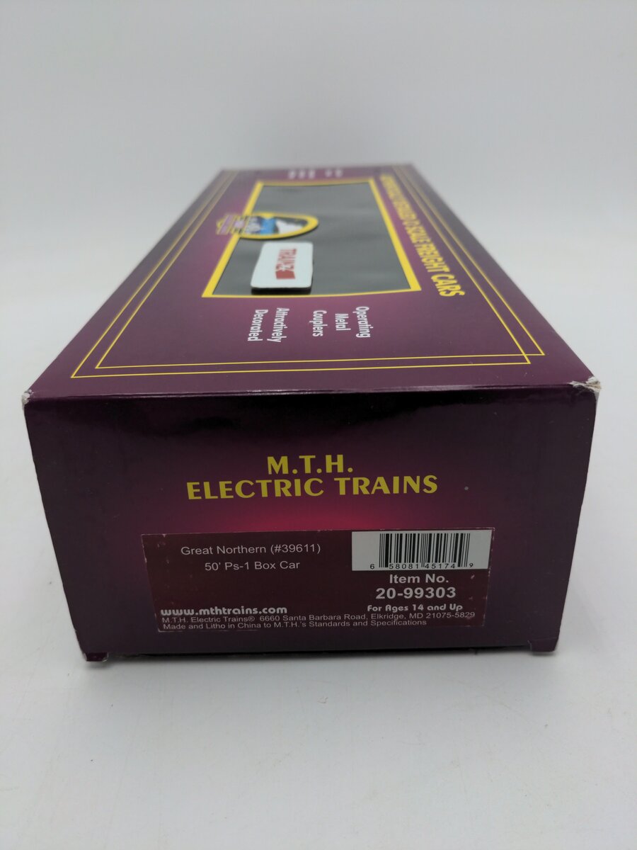 MTH 20-99303 O Scale Light Green Great Northern #39611 50' Ps-1 Boxcar EX/Box