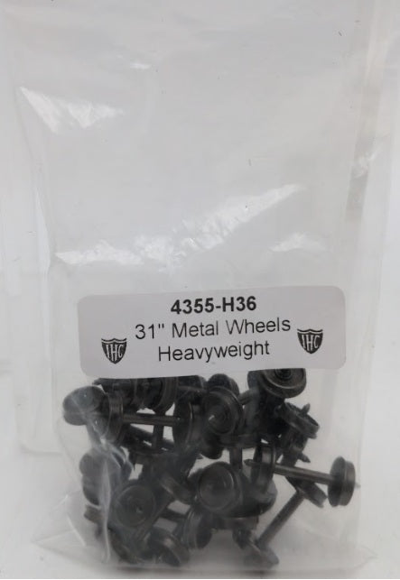 IHC 4355-H36 HO Scale Blackened 31" Metal Wheel Heavyweight Set (Pack of 36)