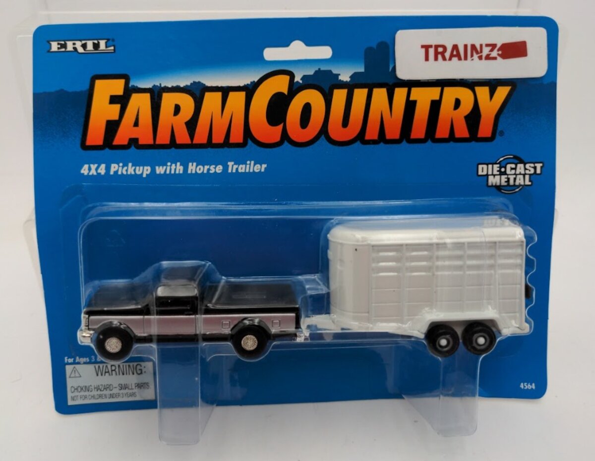 Ertl 4564 1:64 Scale Farm Country 4x4 Pickup W/White Horse Trailer Diecast Metal