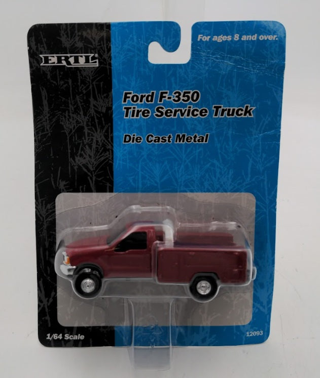 Ertl 12093 1:64 Scale Maroon Ford F-350 Farm Tire Service Truck Diecast Metal