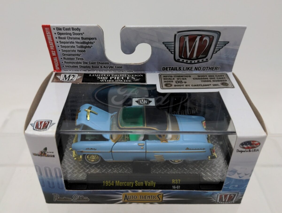 M2 Machines 32500 1:64 Scale Auto-Thentics Blue/Black 1954 Mercury Sun Vally R37