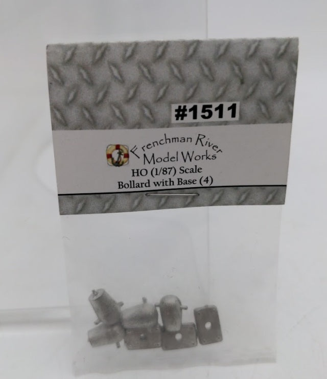 Frenchman River Modelworks 1511 HO Scale Bollard W/Base White Metal (Set of 4)