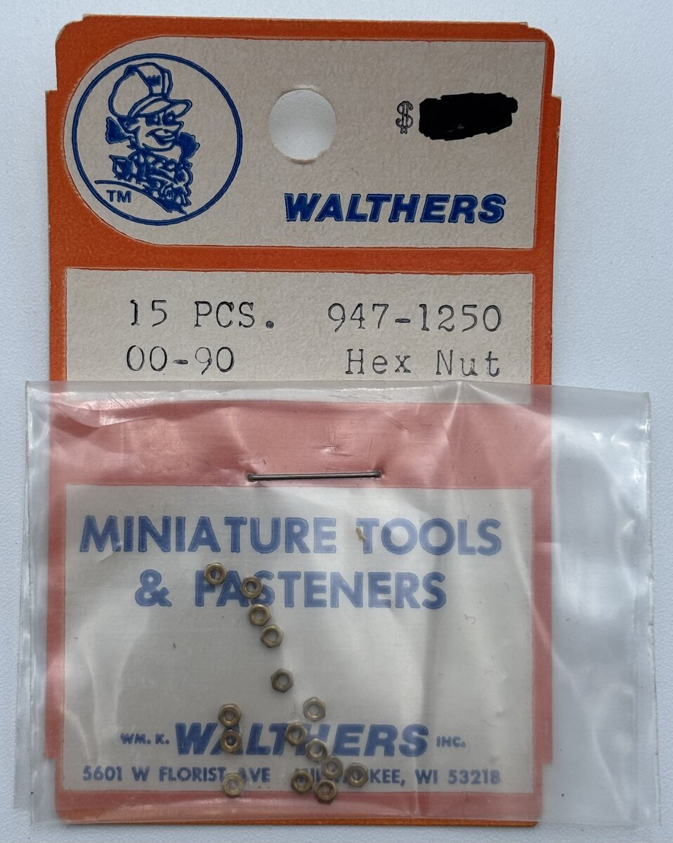 Walthers 947-1250 00-90 Brass Hex Nuts (Pack of 15)