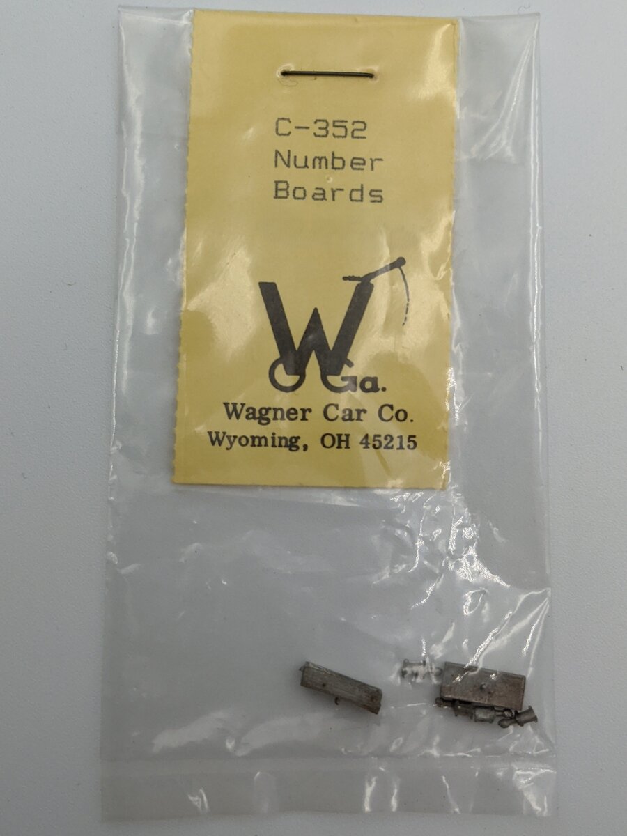Wagner Car Co. C-352 O Scale Number Boards