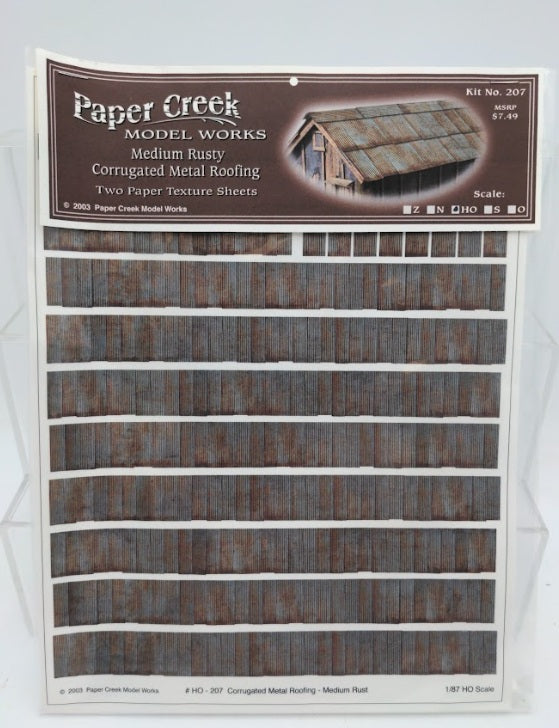 Paper Creek Model Works 207 HO Scale Medium Rust Corrugated Metal Roofing Sheet