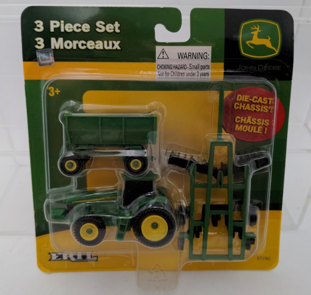 Ertl 37290 1:64 Scale John Deere Green Tractor Trailer Diecast Chassis(Set of 3)