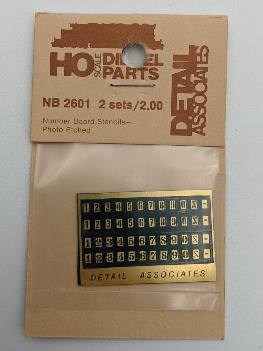 Detail Associates 2601 HO Number Board Stencils Photo Etched