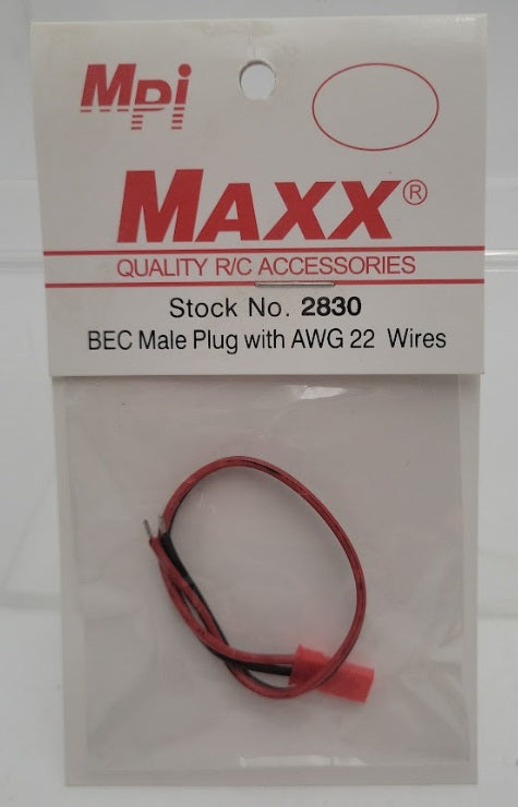 Maxx Products 2830 BEC Male Plug with AWG22 Wires