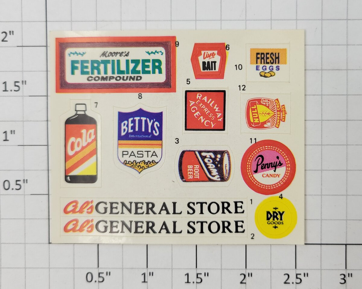 Life Like 1351 HO Scale Al's General Store Sticker Decal Sheet