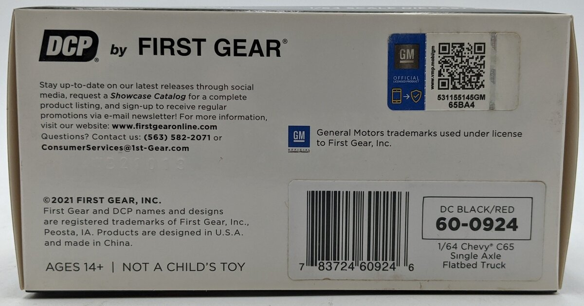 First Gear 60-0924 1:64 Chevrolet C65 W/Single Axle Flatbed Black/Red
