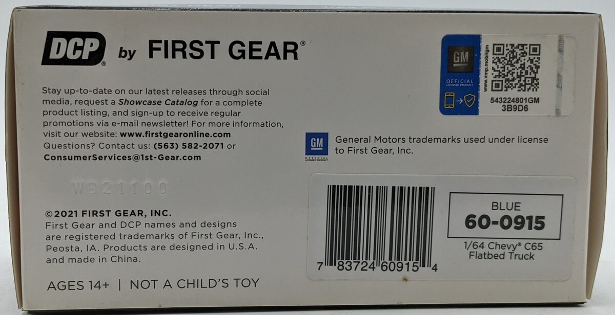 First Gear 60-0915 1:64 Chevrolet C65 Single Axle W/Flatbed Blue
