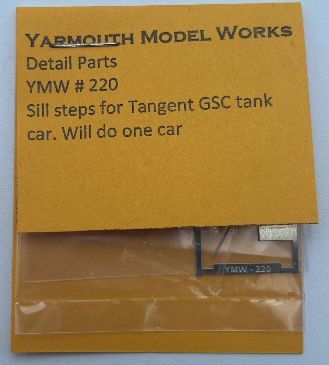 Yarmouth Model Works 220 HO Sill Steps For Tangent GSC Tank Car