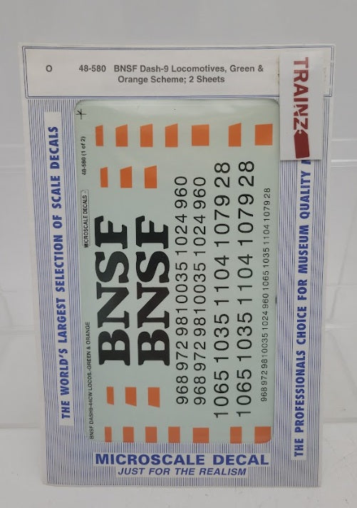 Microscale 48-580 O Scale BNSF Dash 9 Loco Green & Orange Scheme Decal Sheet
