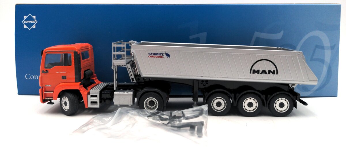 Conrad 77202 1:50 MAN TGS M Euro w/3-Axle Dump Trailer