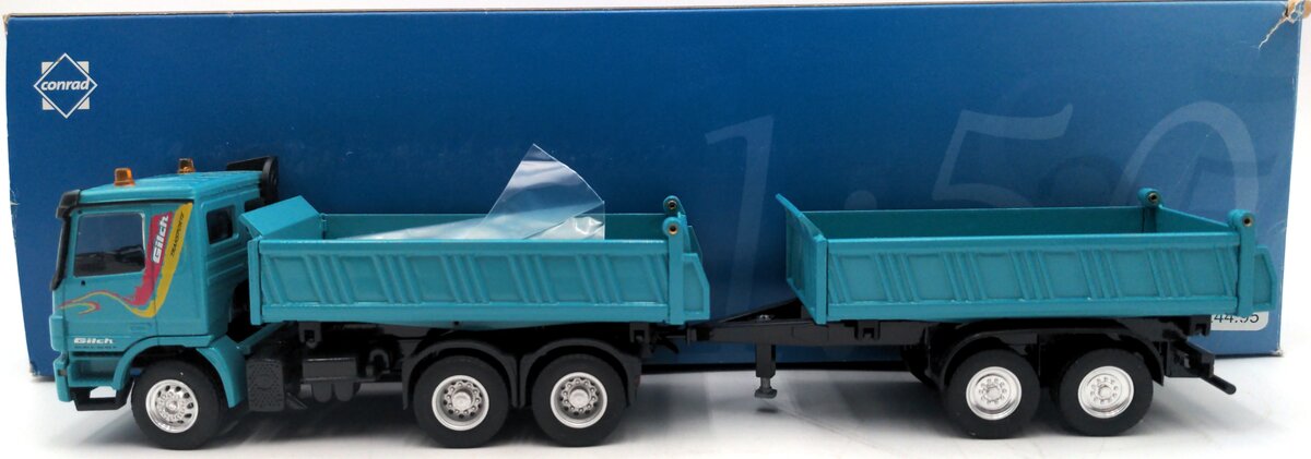 Conrad 40149-01 1:50 Mercedes 3-Axle Multi-Dump w/Trailer - Gilch