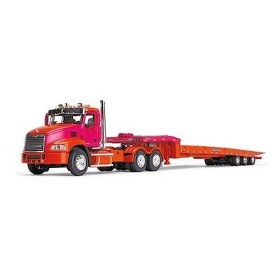 First Gear 60-1648 1:64 Mack Pinnacle Day Cab & Talbert Trailer Orange & Fuchsia