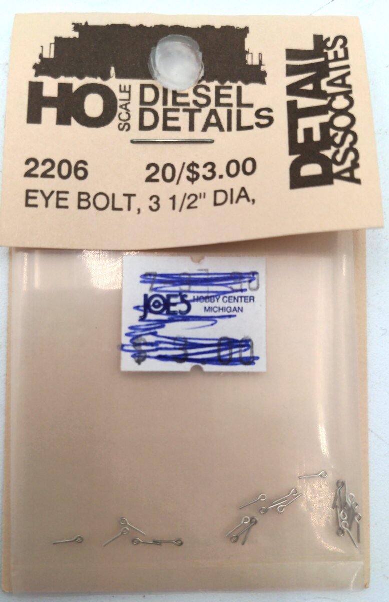 Detail Associates 2206 HO Eye Bolts- 3 1/2" Diameter Wire Formed (Pack of 10)
